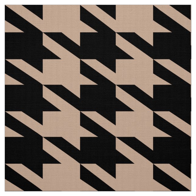 Black & Tan Houndstooth Seamless Pattern Fabric (Swatch)