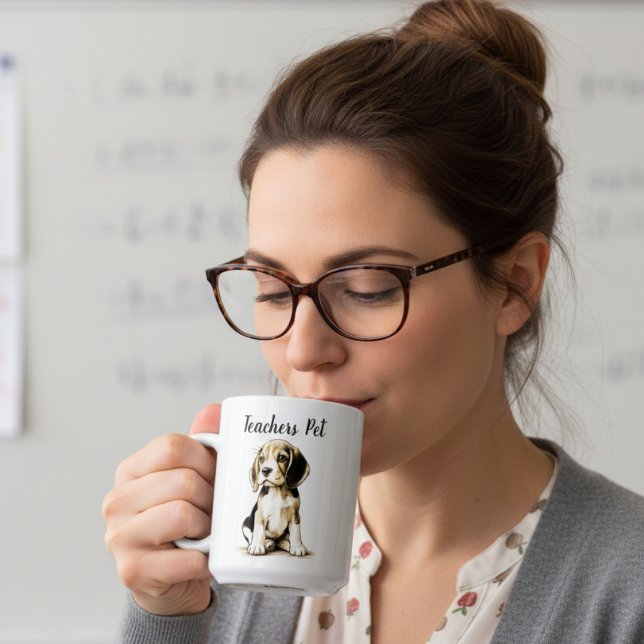  Black/Tan on White ''Teachers Pet'' Beagle Coffee Mug (Creator Uploaded)