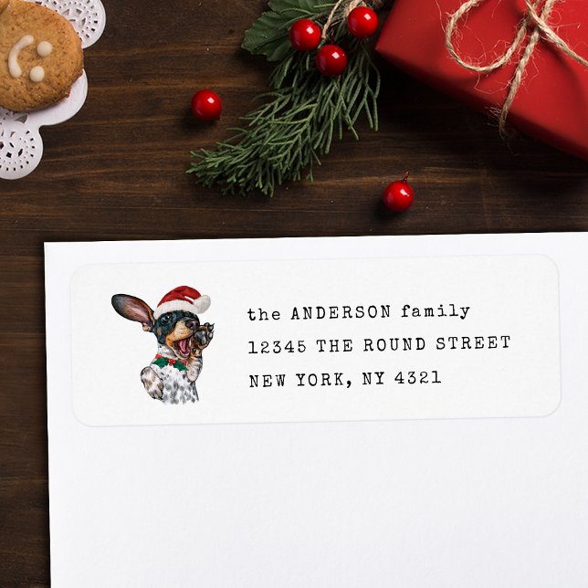 Black Tan Piebald Dachshund Dog Return Address Label (Creator Uploaded)