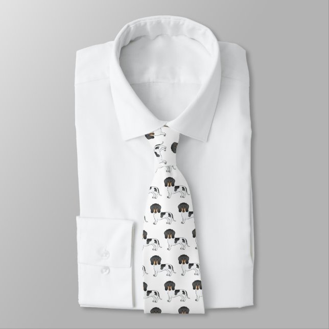 Black & Tan Pied Short Hair Dachshund Dog Pattern Tie (Tied)