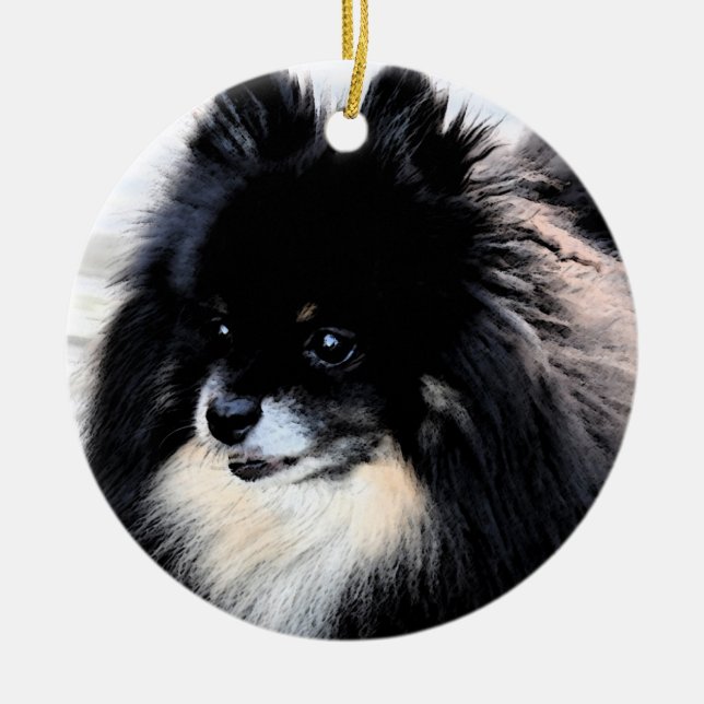 Black & Tan Pomeranian Ornament (Front)