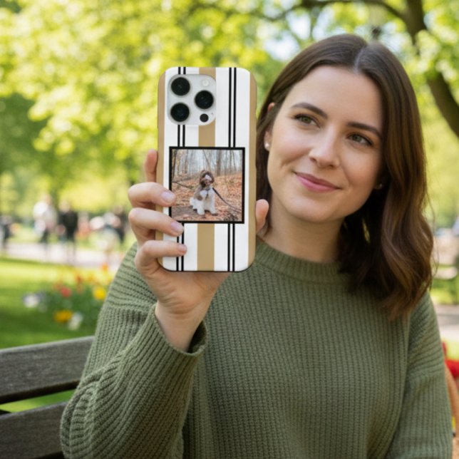 Black Tan Striped Pet Photo  iPhone Case (Creator Uploaded)