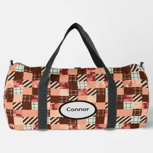 Black Tan White Modern Geometric Abstract Duffle Bag