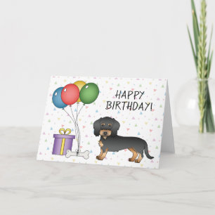 Black & Tan Wire Haired Dachshund Happy Birthday Card