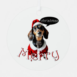 Black Tandan Modachshund Dog Face Santa Dachshund  Metal Tree Decoration