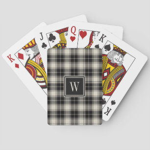 Black Tartan Plaid Pattern with Monogram Playing Cards