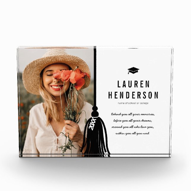 Black Tassel Custom Photo Graduation Block (Front)
