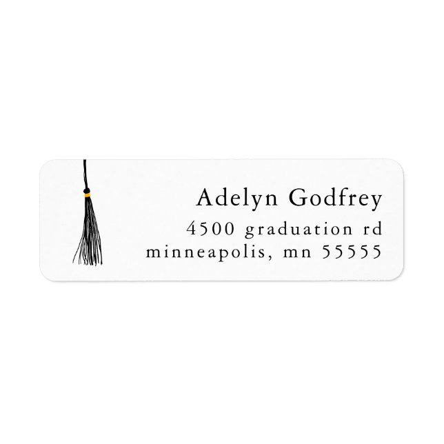Black Tassel Graduation Return Address Return Address Label (Front)