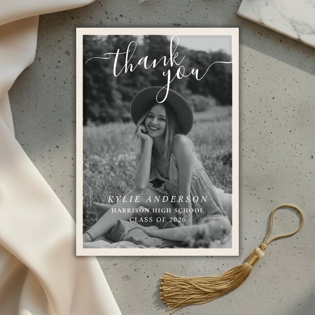 Black Tassel Senior Photo High School Graduation  Thank You Card (Black Tassel Senior Photo High School Graduation Thank You Card)