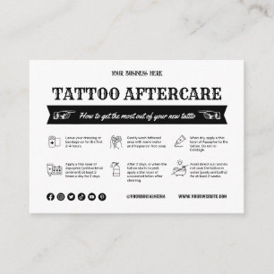 Black Tattoo Aftercare Card Template with Icon
