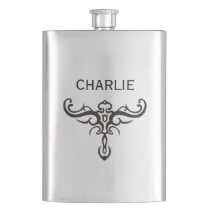 BLACK TATTOO TRIBAL III + your idea Hip Flask