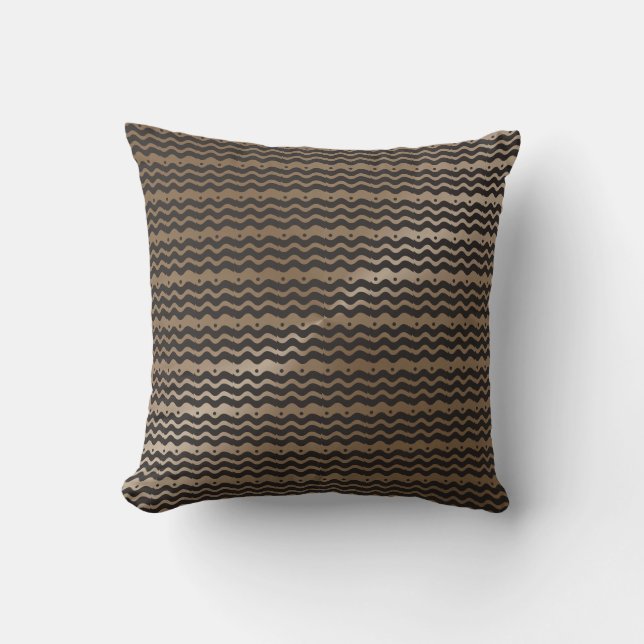 Black Taupe Chevron Modern Pattern Cushion (Front)