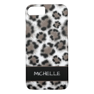 Black Taupe Leopard Print Customisable iPhone 8/7 Case