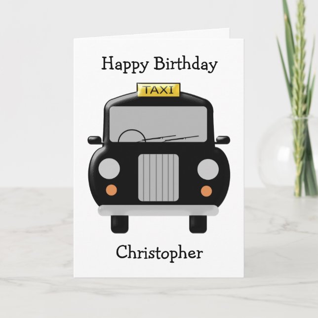 Black Taxi Birthday Card (Front)