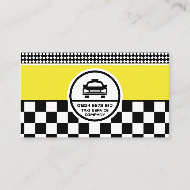 Black Taxi Cab Circled Logo, Price List Business Card (Front)
