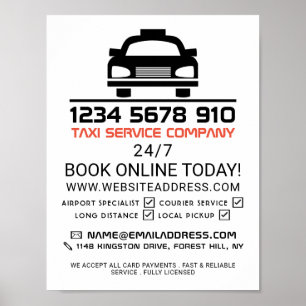 Black Taxi Cab Logo, Taxi Cab Firm Advertising Poster