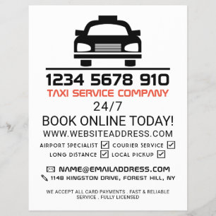 Black Taxi Cab Logo, Taxi Cab Firm with Price List Flyer