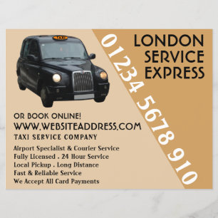 Black Taxi Cab with Price List Flyer