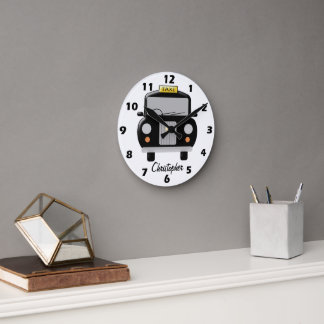 Black Taxi Design Personalised Round Clock