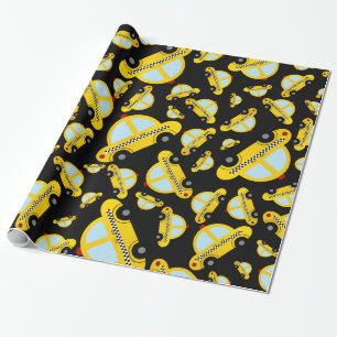 Black taxi pattern wrapping paper