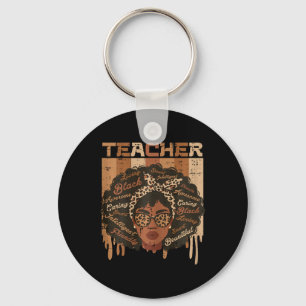 Black Teacher Afro Hair Words History Month Africa Key Ring