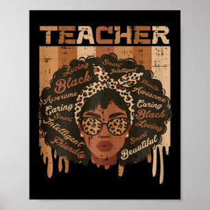Black Teacher Afro Hair Words History Month Africa Poster