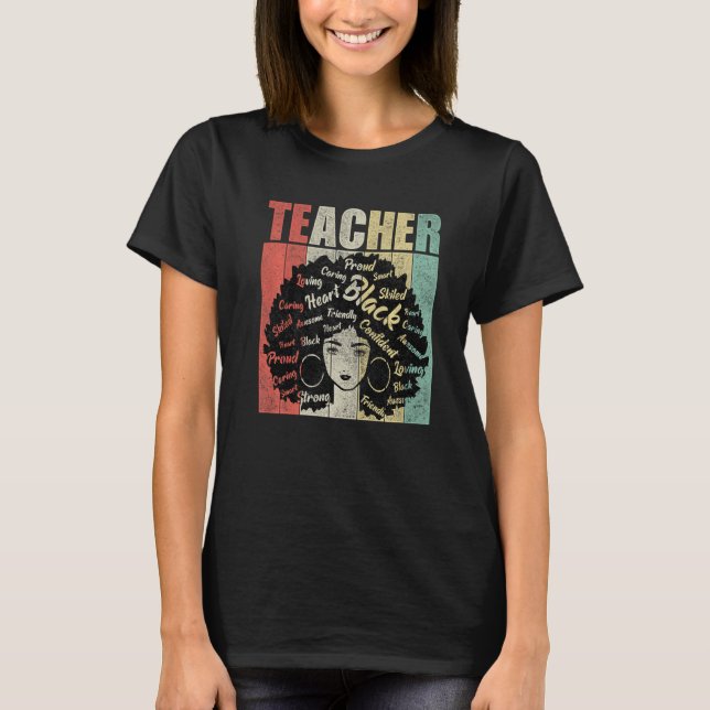 Black Teacher Afro Proud African American Black Hi T-Shirt (Front)