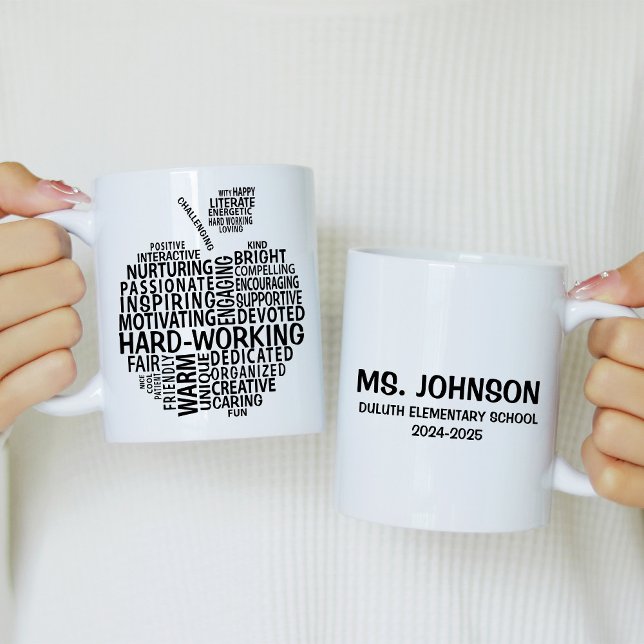 Black Teacher Appreciation Typograhy Apple Coffee Mug (Creator Uploaded)
