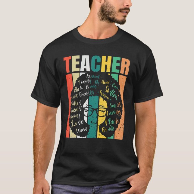 Black Teacher Definitions Black History Month T-Shirt (Front)