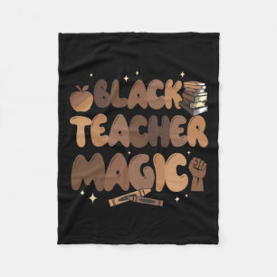 Black Teacher History Magic Education Melanin Afro Fleece Blanket