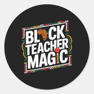 Black Teacher Magic Afro Black History Month Woman Classic Round Sticker