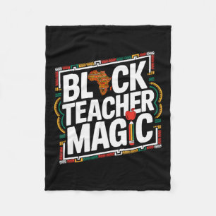 Black Teacher Magic Afro Black History Month Woman Fleece Blanket