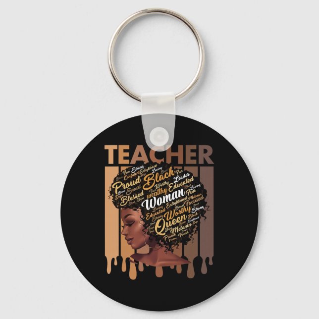 Black Teacher Magic Black History Education Melani Key Ring (Front)