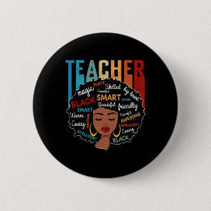 Black Teacher Magic Black History Month Afro Hair  6 Cm Round Badge