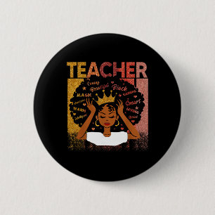Black Teacher Magic Black History Month Afro Hair 6 Cm Round Badge