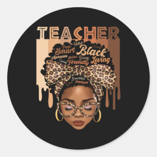 Black Teacher Magic Black History Month Afro Hair  Classic Round Sticker