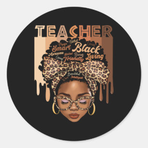 Black Teacher Magic Black History Month Afro Hair Classic Round Sticker