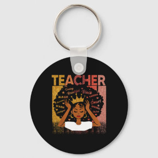 Black Teacher Magic Black History Month Afro Hair  Key Ring
