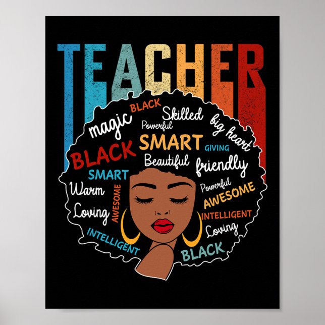 Black Teacher Magic Black History Month Afro Hair  Poster (Front)