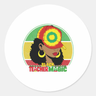 Black Teacher Magic Black History Month Teacher Ju Classic Round Sticker