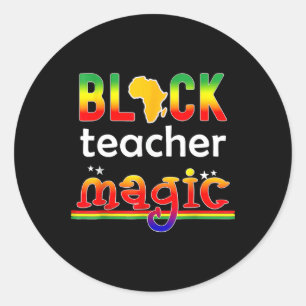 Black Teacher Magic Classic Round Sticker