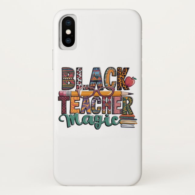 Black TEACHER Magic iPhone  Case Design (Back)