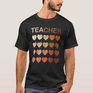 Black Teacher Magic Melanin Hearts Black History M T-Shirt