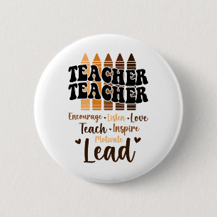 Black Teacher Melanin Crayons Black History Month 6 Cm Round Badge