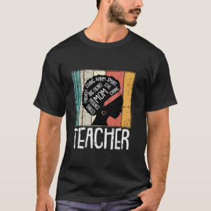 Black Teacher Mum Retro Afro Hair Melanin Pride Ma T-Shirt