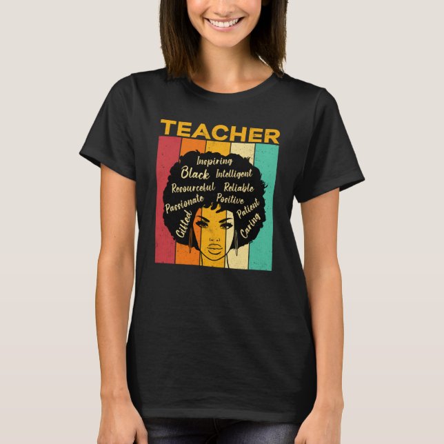 Black Teacher Smart African American Educator Afro T-Shirt (Front)