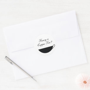 Black Teacup Envelope Seal & Sticker