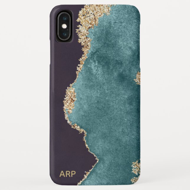 *~* Black Teal Agate Geode Gold Glitter Case-Mate iPhone Case (Back)