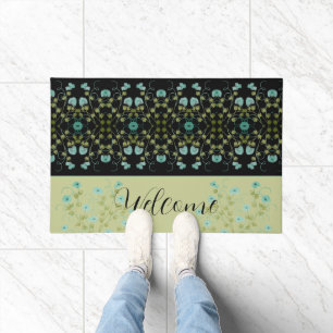 Black Teal And Light Green Doormat
