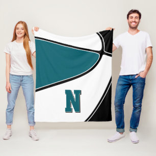 black teal basketball team colours boys girls fleece blanket